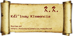 Kálnay Klemencia névjegykártya